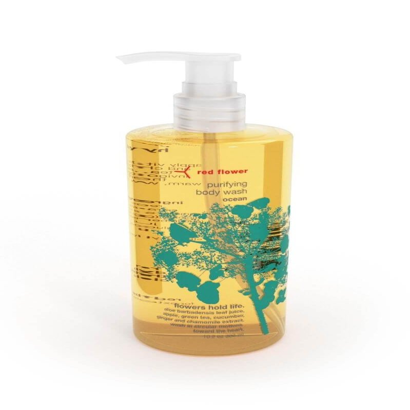 Red Flower Ocean Purifying Body Wash  Cleanse & Hytdrate Botanical Shower Gel with Organic Fruit & Leaf Extracts for Hydrated, Radiant Skin (10 oz)