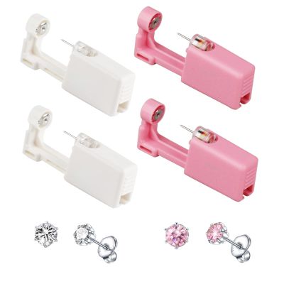 Orglace Ear Piercing Kit Disposable Self Ear Piercing Kit Safety 4 Pack Ear Piercing Gun Kit Tool with 5mm Earring Studs
