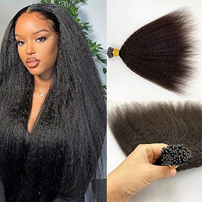 Yaki Straight I Tip Microlinks Hair Extensions Human Hair 100% Virgin Hair For Women Mongolian Yaki Bulk Hair 1g/Pcs 100Pcs/ Set (#2, 26inch)