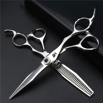 Hair Cutting Scissors, 440C steel hair salon styling hairdressing tool bearing screw 6 inch thinning scissors hair scissors senior barber scissors BY ZZYY (Color : Set)