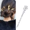 10Pcs Cute Spooky Skeleton Hands Bobby Pins 2.5" Halloween Hair Clips Women Girls Accessories, Silver view 2