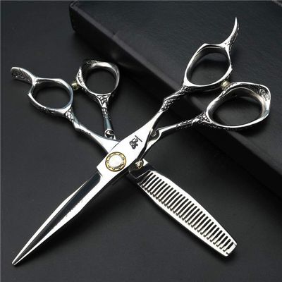 Hair Cutting Scissors, 6 Inch Thinning Scissors Hair Clipper Professional Barber Scissors Hair Salon Styling Hairdressing Tools 440C Steel BY ZZYY (Color : Set)
