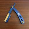 Blue and Gold Professional Shaving Hair Cutting Straight Edge Razor Cut Out Handle view 1