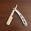 White and Gold Lightweight Barber Salon Straight Edge Razor Unique Stainless Steel Handle view 1