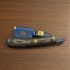 Blue and Black Wooden Full Blade Barber Straight Edge Razor Gold Exterior Stainless Steel view 1