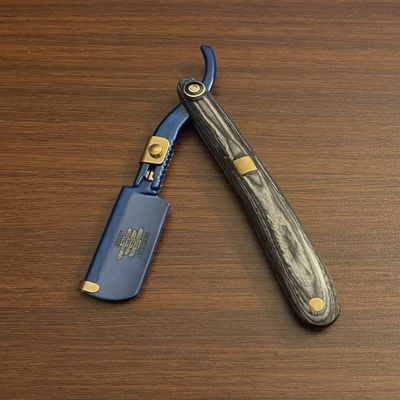 Black and Blue Double Edge Exclusive Barbershop Straight Edge Razor Knife- All Hair Types