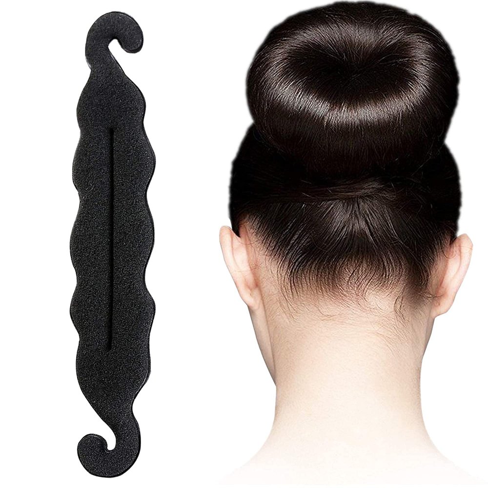 APSAMBR-1 Pc Bun Clip Hair Donut Maker Magic Clip Twist Turn and Tie Pad Curler Shaper Sponge Donut Bun Maker Hair Styler Hair Styling Tool DIY Hairstyles Hair Accessory for Women and Girls - black