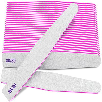 80/80 Grit, 12pcs nail file for Poly Nail Extension Gel Emery Boards, for Acrylic Nails Coarse for False Nails Manicure Pedicure Tools for Home Salon