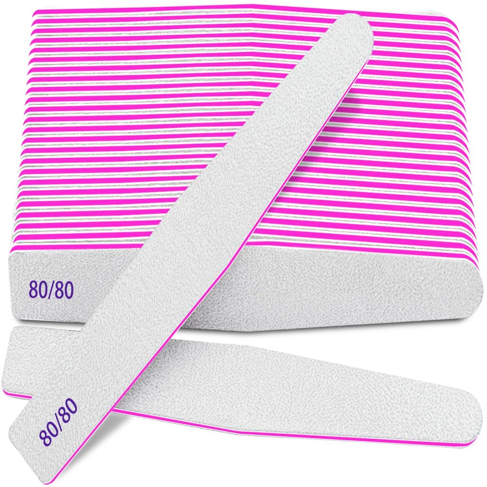 80/80 Grit, 12pcs nail file for Poly Nail Extension Gel Emery Boards, for Acrylic Nails Coarse for False Nails Manicure Pedicure Tools for Home Salon
