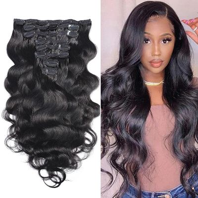 200g Brazilian Body Wave Clip In Human Hair Extensions 8 Pcs/Set Natural Color Clip Ins Remy Hair For Black Women Free Ship (200g/Set, 26inch)