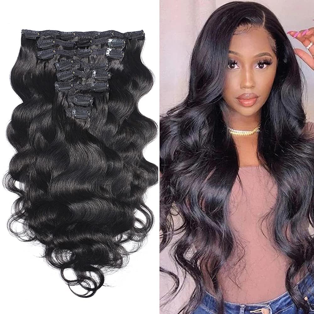 200g Brazilian Body Wave Clip In Human Hair Extensions 8 Pcs/Set Natural Color Clip Ins Remy Hair For Black Women Free Ship (200g/Set, 26inch)