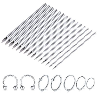 100PCS Mixed Piercing Needles,12G 14G 16G 18G 20G Stainless Steel Piercing Needles For Ear Cartilage Tragus Helix Rook Conch Daith Piercing Nose Septum ring Tongue Eyebrow Lip Nipple Piercing