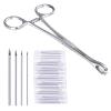 DJCIW Piercing Metal Clamps Forceps with 20Pcs Piercing Needles Surgical Stainless Steel Piercing Clamps for Belly Nipple Tragus Tongue Ear Piercing view 1