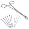 DJCIW Piercing Metal Clamps Forceps with 20Pcs Piercing Needles Surgical Stainless Steel Piercing Clamps for Belly Nipple Tragus Tongue Ear Piercing view 4