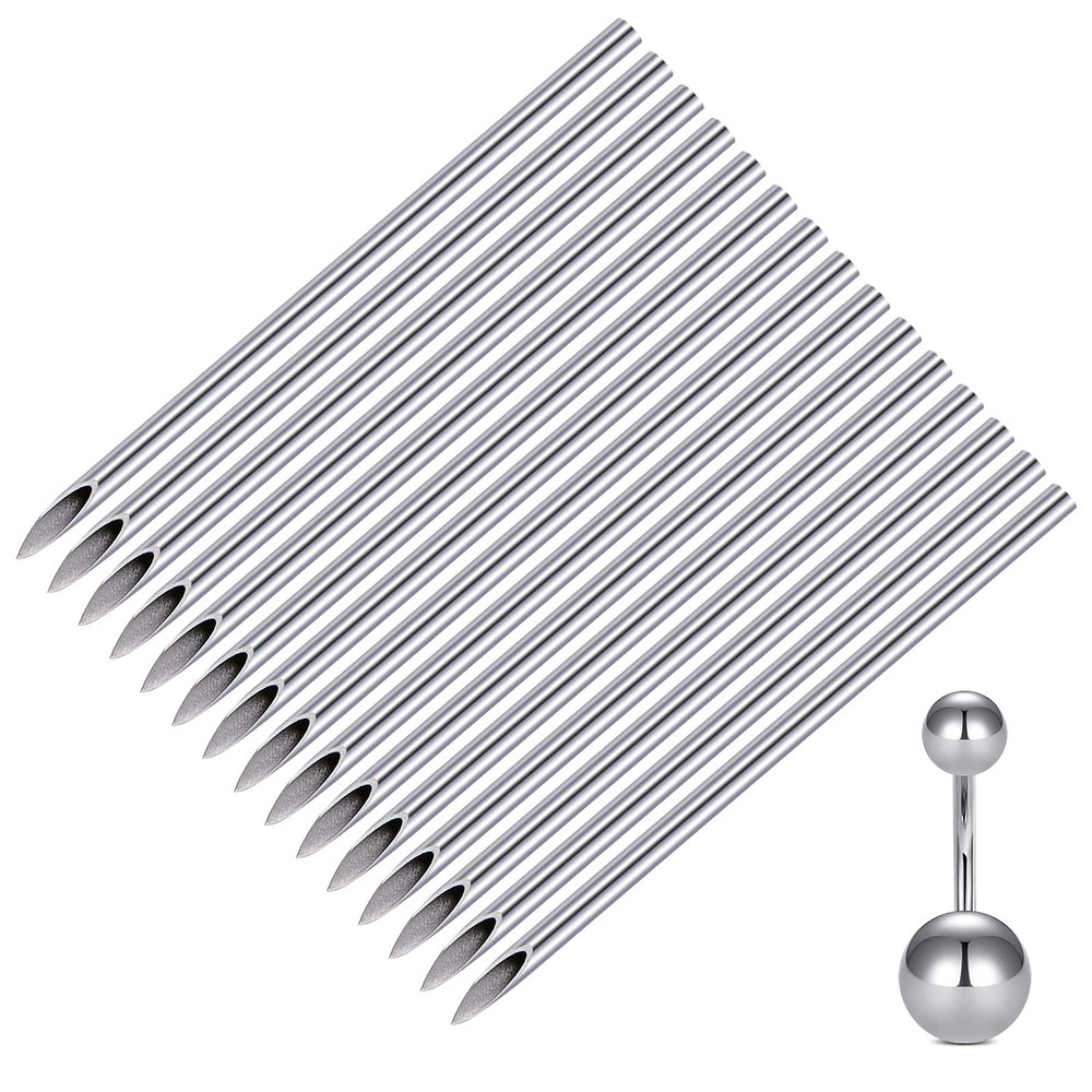 50PCS 14G Piercing needles, Disposable Sterilized Stainless Steel Body Piercing Needles For Belly Navel Ring Tongue Nipple Labret Lip Industrial Earrings Piercing