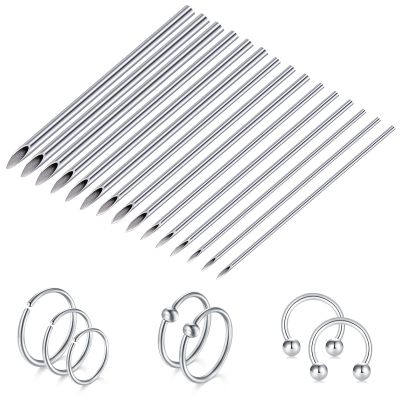 50PCS Mixed Stainless Steel Needles - 12G 14G 16G 18G 20G for Ear Cartilage Tragus Helix Rook Conch Daith Piercing, Nose Septum Ring, Tongue, Eyebrow, Lip, Nipple