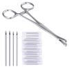 DJCIW Piercing Clamps with 20pcs Piercing Needles 14G 16G,Stainless Steel Triangle Slotted Metal Piercing Clamps Forceps for Belly Nipple Tongue Ear Piericng view 1