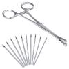 DJCIW Piercing Clamps with 20pcs Piercing Needles 14G 16G,Stainless Steel Triangle Slotted Metal Piercing Clamps Forceps for Belly Nipple Tongue Ear Piericng view 4