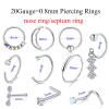 20G Nose Septum Piercing Kit, Septum Piercing Forceps Piercing Needles Kit Silver Nose Studs with Opal CZ for Septum Nose Ear Piercing view 2