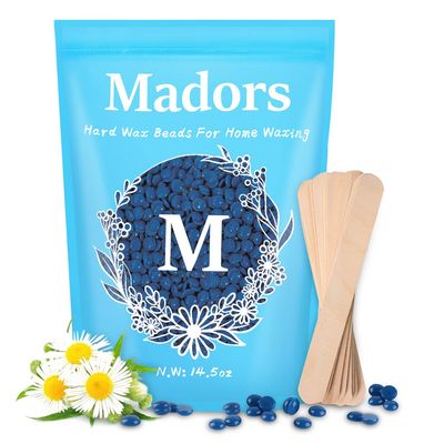 Hard Wax Beans Kit for Hair Removal - Madors 1lB Brazilian Underarms Body and Chest Large Refill Wax Beads for Wax Warmer