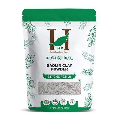 H&C HERBAL INGREDIENTS EXPERT H&C Kaolin Clay Powder - 227 Grams | For Acne, Blackheads Skin Face Mask