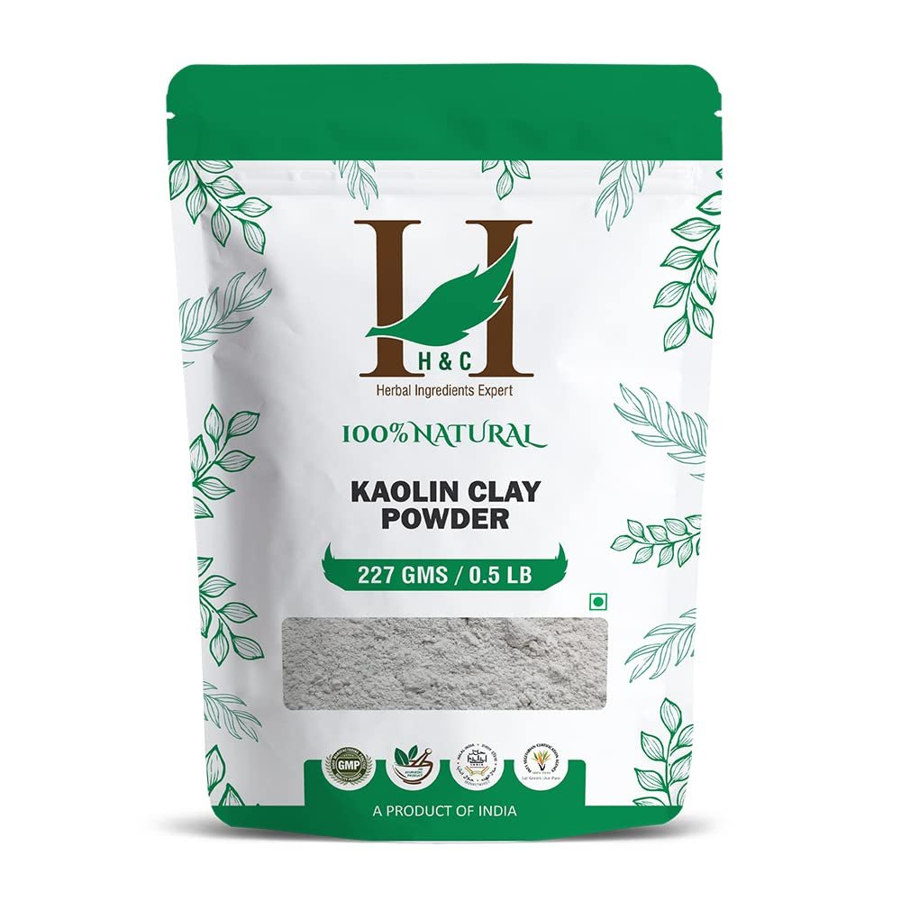 H&C HERBAL INGREDIENTS EXPERT H&C Kaolin Clay Powder - 227 Grams | For Acne, Blackheads Skin Face Mask
