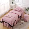 KKLT 4-piece Microfiber Massage Table Sheet Set,Solid Color Soft Beauty Salon Massage Table Skirt Set for Body Physiotherapy Massage-Pink 190x75cm(75x30inch) view 1