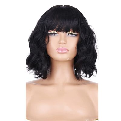 12 Inch Short Bob Wavy Wig Blonde Pink Ombre Synthetic Heat Resistant Fiber Wigs For Black Women Cosplay False Hair P18613 12inches