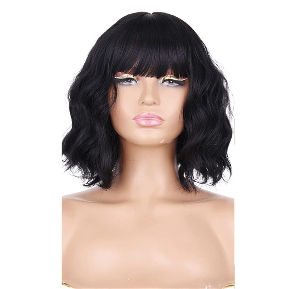 12 Inch Short Bob Wavy Wig Blonde Pink Ombre Synthetic Heat Resistant Fiber Wigs For Black Women Cosplay False Hair P18613 12inches