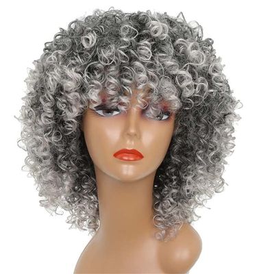 14Inch Short Kinky Curly Wig Afro Wigs For Black Women Brown Mixed Blonde Synthetic Wigs With Bangs 9214 14inches