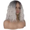 14Inches Short Natural Wave Bob Wig Middle Part Black Golden Wig Heat Resistant Wavy Synthetic Wigs For Black Women #10 14inches view 1