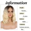 14Inches Short Natural Wave Bob Wig Middle Part Black Golden Wig Heat Resistant Wavy Synthetic Wigs For Black Women #10 14inches view 2