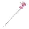 Hair Chopsticks for Women, Hair Sticks for Women Long Hair 925 Sterling Silver, Cloisonne Peach Blossom Pearl Hair Pin Handmade Antique Bright Silver Hair Bun Accessories for Girl,Cloisonne Pink view 1