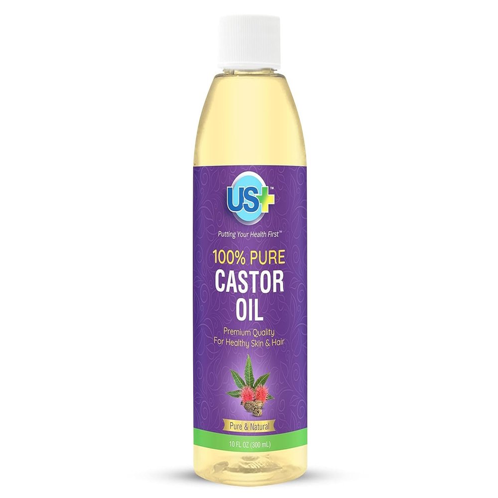 US+ 10oz 100% Pure Castor Oil - Cold-pressed, Unrefined, Hexane-free - USP Grade - Premium Quality for Healthy Skin & Hair