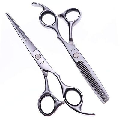 Hair Cutting Scissors, 6 Inch Professional Stainless Steel Hair Scissors Salon Cutting/Thinning Hairdressing Shears Regular Blade Styling Tools BY ZZYY (Color : 1 set)