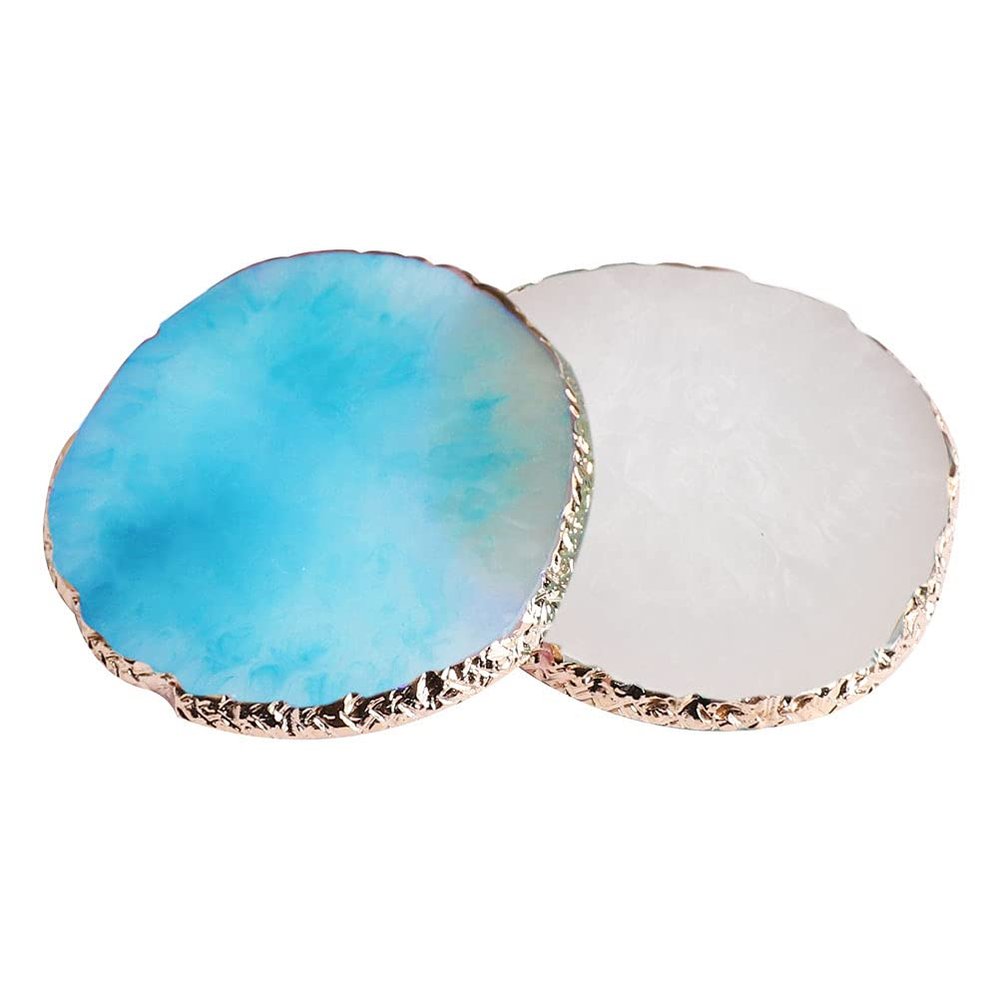 2 Pieces Resin Nail Art Palette, Nail Art Painting Gel Palette Gold Edge Color Makeup Display Board Nail Art Display Cosmetic Mixing Tools