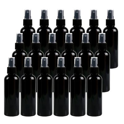 DLIBUY 24 Pcs Empty 100ml 3.3oz Black Plastic PET Fine Mist Pump Spray Bottles with Black Sprayer for Cosmetic Perfume Water-Based Products Refillable Travel Portable Containers, 2x Funnels