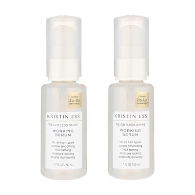 Kristin Ess Hair Weightless Shine Working Hair Serum, Frizz Taming, Cuticle Smoothing, Moisture Locking, Shine Enhancing, Color + Keratin Safe, 1.7 fl oz (Pack of 2)