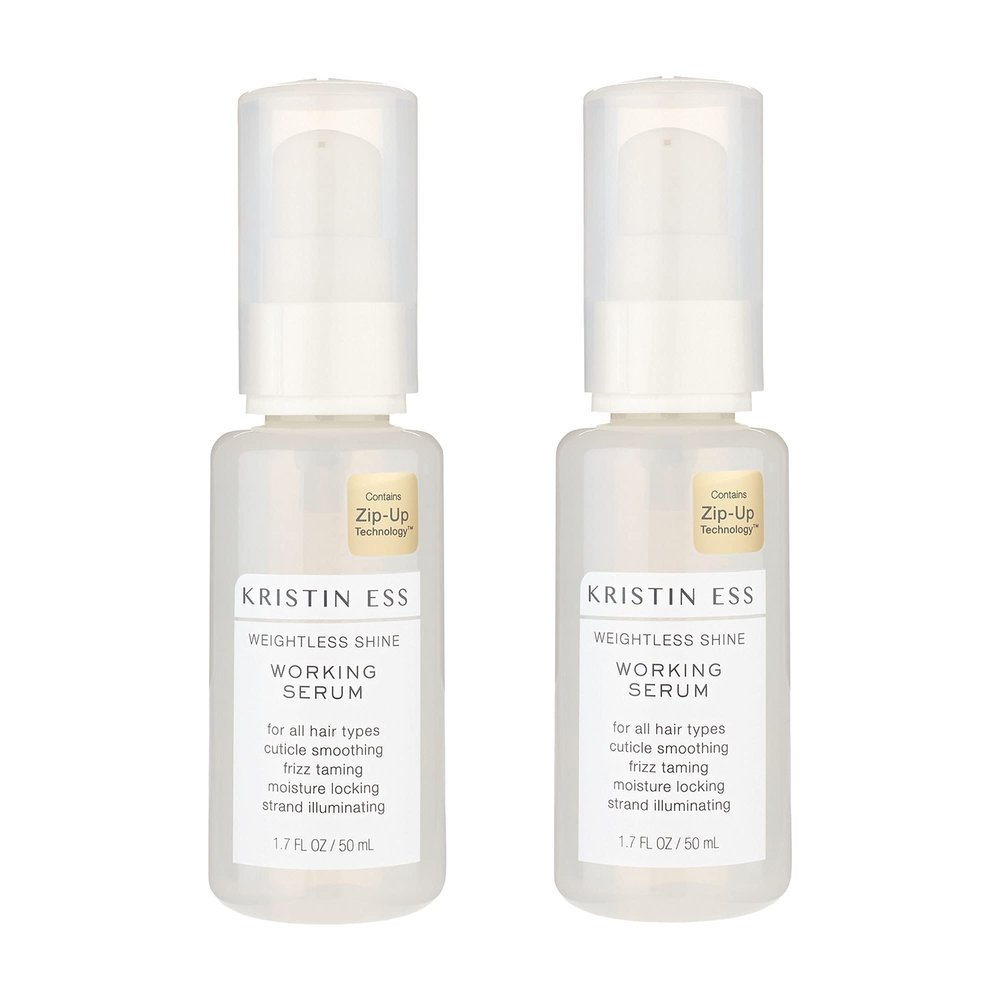Kristin Ess Hair Weightless Shine Working Hair Serum, Frizz Taming, Cuticle Smoothing, Moisture Locking, Shine Enhancing, Color + Keratin Safe, 1.7 fl oz (Pack of 2)