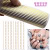 22 Sheets 3D Nail Adhesive Stickers for Women Gold Metallic Chain Line Nail Stickers Diamond Design Luxury Nail Art Decoration with with Tweezers Nail File Separators view 2
