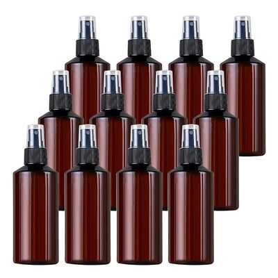 DLIBUY 24 Pcs Empty 200ml 6.6oz Portable Amber Plastic PET Fine Mist Pump Spray Bottles with Sprayer Refillable Travel Containersfor Perfume Water-based Cosmetic Products, 4x Funnel