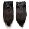 Silky Straight Clip in Human Hair Extension Brazilian Remy Clips on Hair Natural Black Straight Full Head Clip Hair For Black Woemn 100-150g (18inch 150grams, #2(Darkest Brown)) view 2