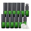 DLIBUY 12 Pcs Empty 10ml Green Glass Fine Mist Pump Spray Bottles with Black Alu Pump Head, Travel Portable Small Refillable Sprayer Bottles for Cosmetic Perfume Water, with 3x Funnel view 1