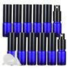 DLIBUY 12 Pcs Empty 10ml Blue Glass Fine Mist Pump Spray Bottles with Black Alu Pump Head, Travel Portable Small Refillable Sprayer Bottles for Cosmetic Perfume Water, with 3x Funnel view 1