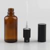 DLIBUY 4 Pcs Empty 50ml Brown Glass Fine Mist Pump Spray Bottles with Black Alu Pump Head, Amber Travel Portable Small Refillable Sprayer Bottles for Cosmetic Perfume Water, with 1x Funnel view 3