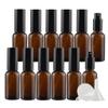 DLIBUY 12 Pcs Empty 30ml Brown Glass Fine Mist Pump Spray Bottles with Black Alu Pump Head, Amber Travel Portable Small Refillable Sprayer Bottles for Cosmetic Perfume Water, with 3x Funnel view 1