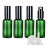 DLIBUY 4 Pcs Empty 50ml Green Glass Fine Mist Pump Spray Bottles with Black Alu Pump Head, Travel Portable Small Refillable Sprayer Bottles for Cosmetic Perfume Water, with 1x Funnel view 1