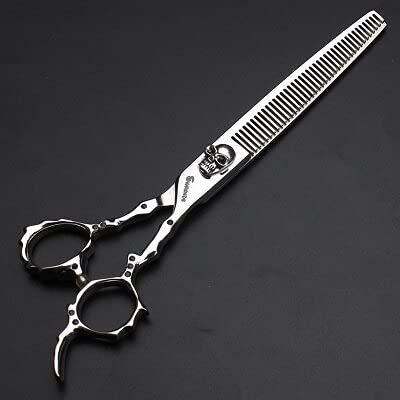 Hair Cutting Scissors, 6 inch Barber shop professional hairdressing scissors cutting thinning scissors hairdresser special hair cutting scissors BY ZZYY (Color : Skull 7inch thinning)