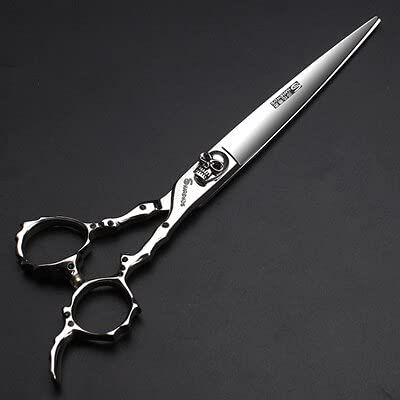 Hair Cutting Scissors, 6 inch Barber shop professional hairdressing scissors cutting thinning scissors hairdresser special hair cutting scissors BY ZZYY (Color : Skull 7inch cutting)