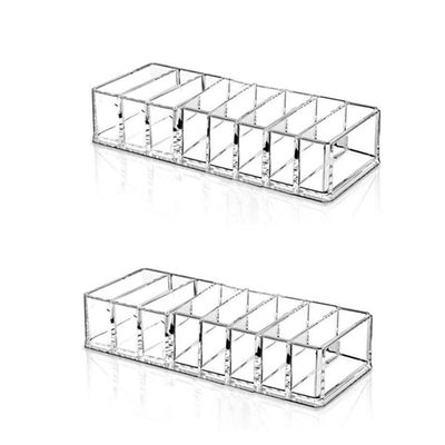 Acrylic Makeup Organizer Lipstick Holder, 8 Slots Clear Cosmetic Makeup Storage Organizer for Lipstick, Brushes, Highlighters, Eyeshadow, Bottles